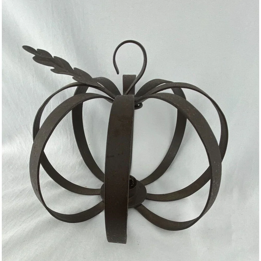 Pumpkin Tea light Candle Holder Metal Wrought Iron Home Decor Indoor/Outdoor